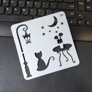 *和諧粉彩專用 消字板－141 小貓與月夜